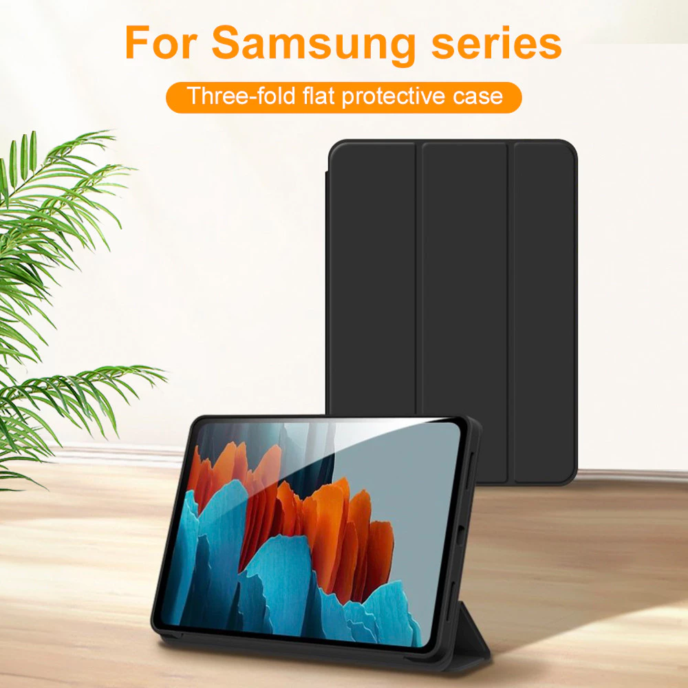 Tri-fold เคสป้องกัน For Samsung Galaxy Tab S9 S10 S7 FE S8 S7 S9 FE S10 A9 A11 Plus A8 X200 S6 Lite พับเพื่อปลุกหน้าจอ