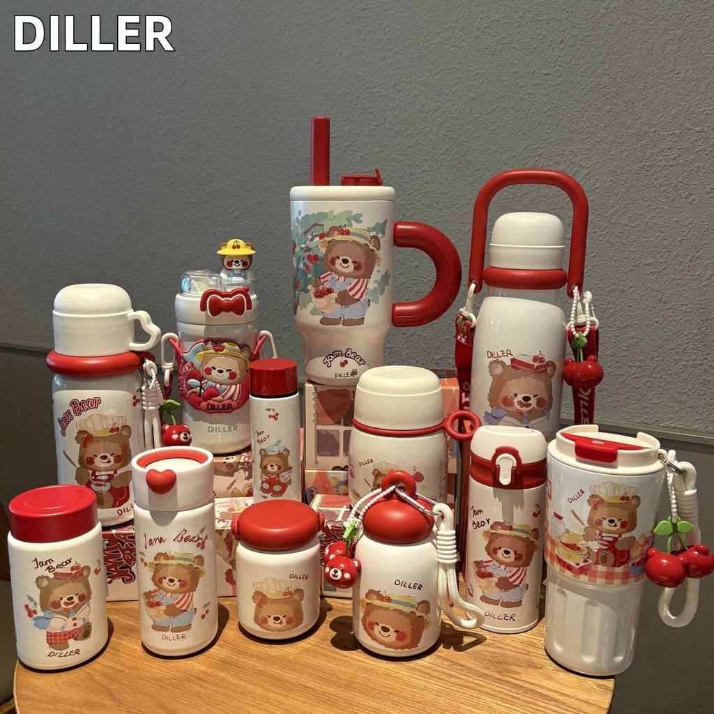 กระติกน้ําเด็ก กระติกน้ําเด็กไปโรงเรียน DILLER Cherry Bear Series กระติกน้ำร้อนนักเรียนไปโรงเรียนควา