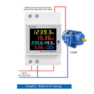 เครื่องวัดพลังงานไฟฟ้า หน้าจอสี Tuya 8in1 Power Meter APP ควบคุม 2P AC 170-270V 63A แรงดันไฟฟ้าเมตรไฟฟ้าเมตร