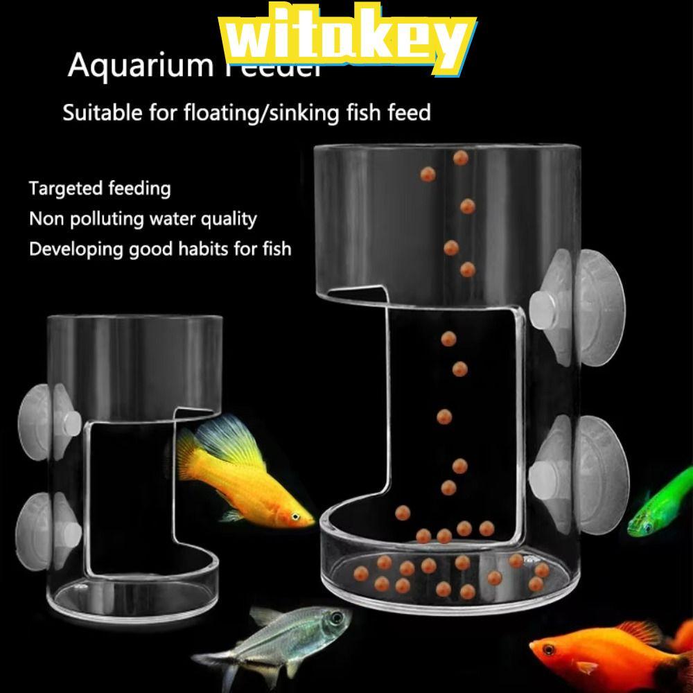 WITAKEY ถาดป้อนปลา, อะคริลิคคงที่-จุด Aquarium Feeders แหวน,โปร่งใสทนทานถ้วยดูดถังปลาเครื่องจ่ายอาหารสําหรับทารกกุ้งปลา