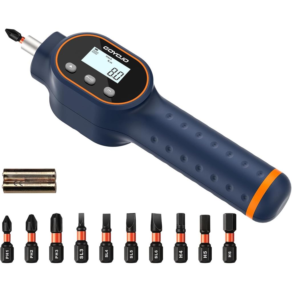 GOYOJO ไขควงแรงบิดดิจิตอล 7.08–70.8 in-lb / 0.8–8 Nm ชุดไขควงแรงบิดปรับได้ 1/4" พร้อม Buzzer & Magne