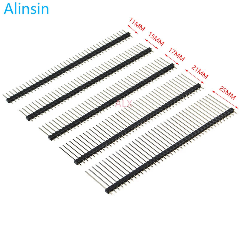 10PCS 1X40 Pin เดี่ยวแถวชาย 2.54 มม.PITCH 11 มม./15 มม./17 มม./21 มม./25 มม.ยาว PIN Header connector