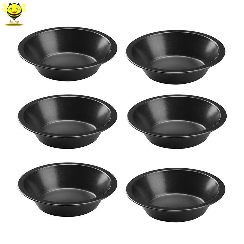 [Jiang] 6 ชิ้น Mini Pie Pans 5 นิ้วReusableพายขนาดเล็กกระทะเหล็กคาร์บอนจานพิซซ่ารอบขนมปังเนื้อพายดีบุกถาดอบครัวเครื่องมือ TH