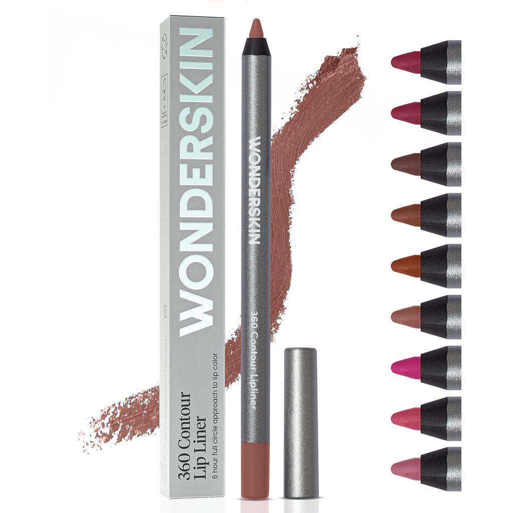 Wonderskin Lipliner Pencil - 360 Contour Lipliner ติดทนนาน เหลาได้ กันน้ํา และ Transfer-Proof Brown 