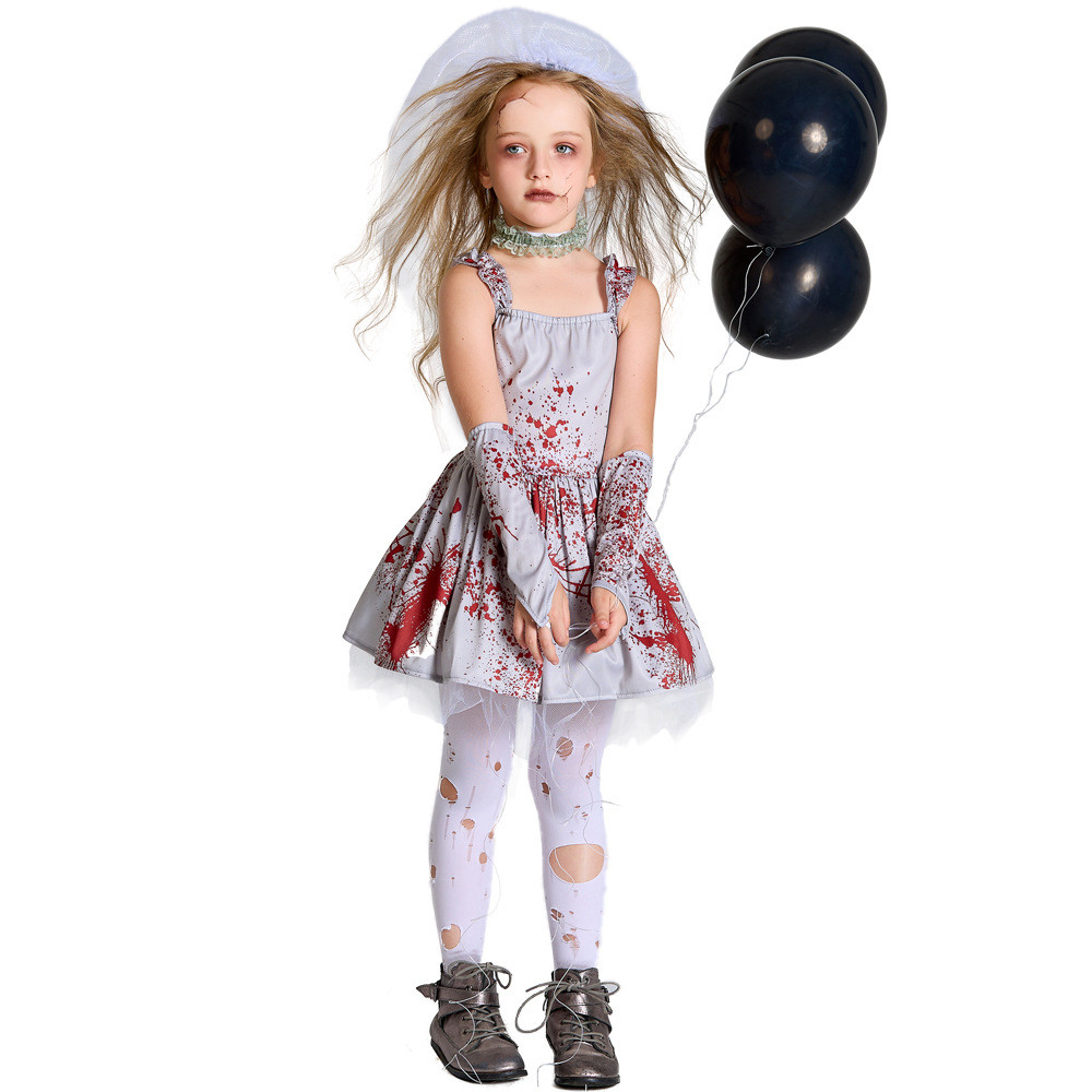 ชุดแฟนซี Halloween ชุดเจ้าสาบBloody Zombie สำหรับเด็กและวัยรุ่นอายุ 4-16 ปี