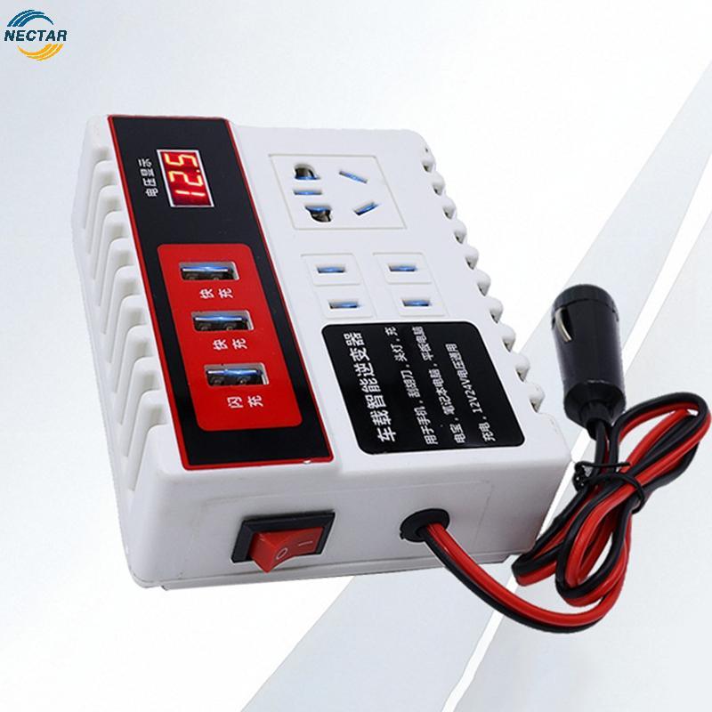 TAR 200W รถอินเวอร์เตอร์ 12V 24V DC ถึง 220V พร้อม QC3.0 3 USB Fast ชาร์จพอร์ตสําหรับอุปกรณ์อิเล็กทร