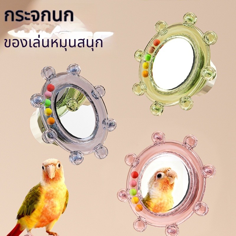 [นกหวงความเศร้า] ของเล่นนก กระจกเงา เล่นตัวเองสนุก กรงนกรักไทย