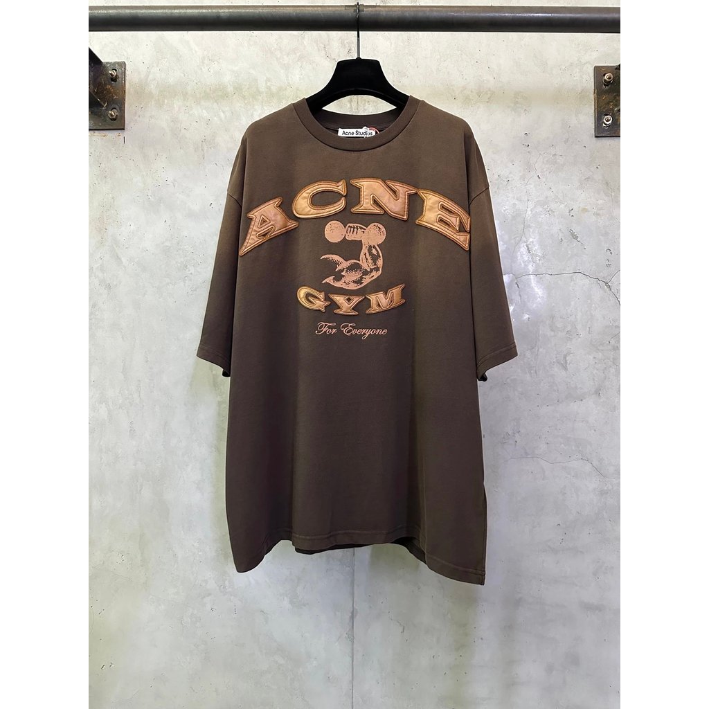 ป้ายเดิม 1:1 Patch Letter ดีไซน์ทึมๆรอบคอ เสื้อครึ่งแขนสำหรับผู้ชายและผู้หญิง