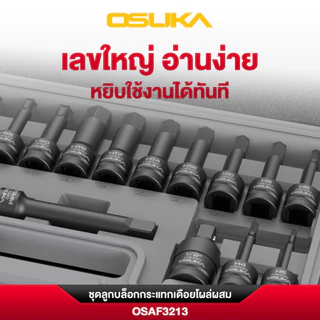 OSUKA ชุดลูกบล็อกกระแทกเดือยโผล่ผสม (หกเหลี่ยม,หัวดาว(หัวจีบ) 1/2" 19ตัว/ชุด OSAF3213