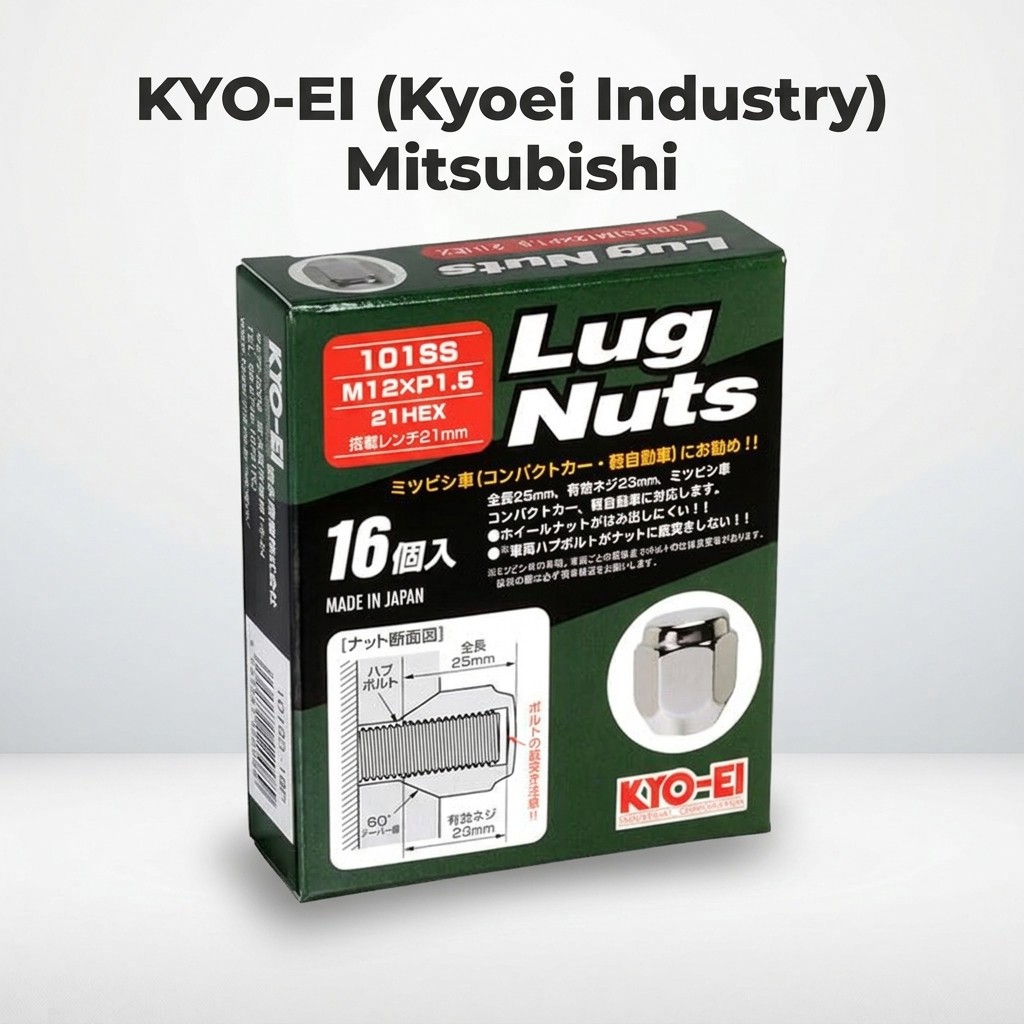 KYO-EI (Kyoei Industry) Mitsubishi (Compact Car / Kei Car) Wheel Lug Nuts 21HEX M12 P1.5, 16 pieces,