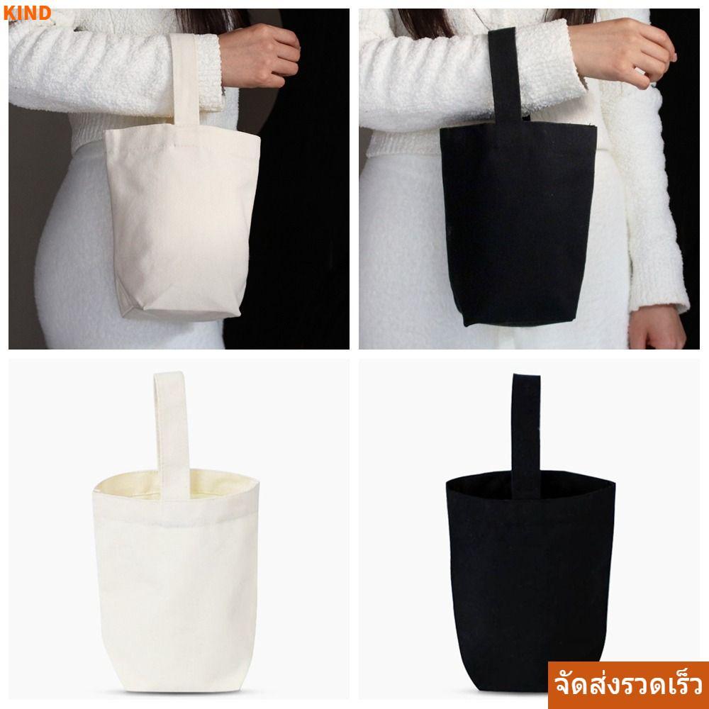 กระเป๋า Tote ผ้าแคนวาส สีดำและสีเบจ แฮนด์เมด ใช้งานได้สะดวกสบาย