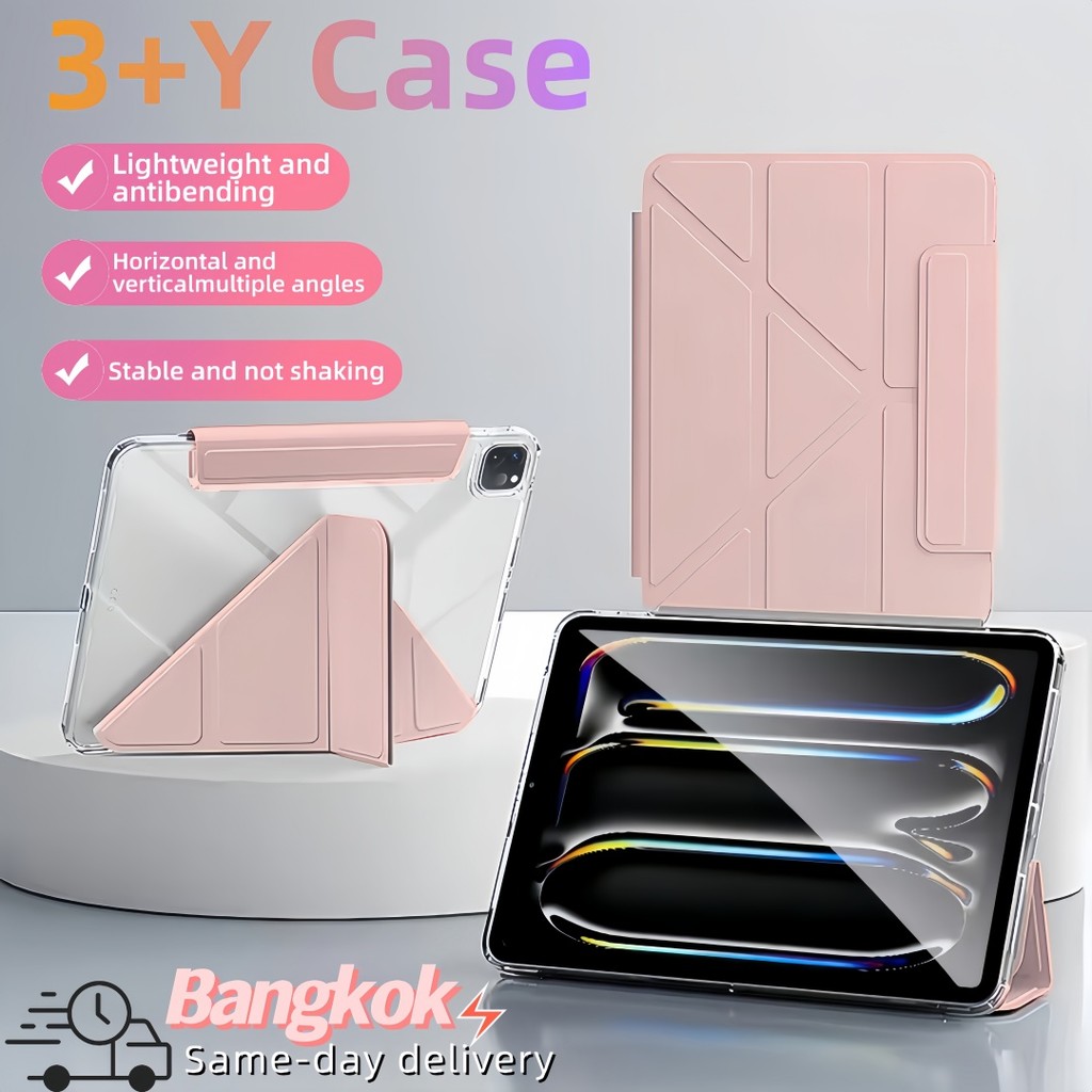 ฝาพับแบบตัว Y เคสใส iPad แบบแข็ง สัมผัสด้าน For Air6/7 M3 Pro11 Gen10/9/8/7 A16 Gen11 10.9 พับวัสดุอะคริลิก