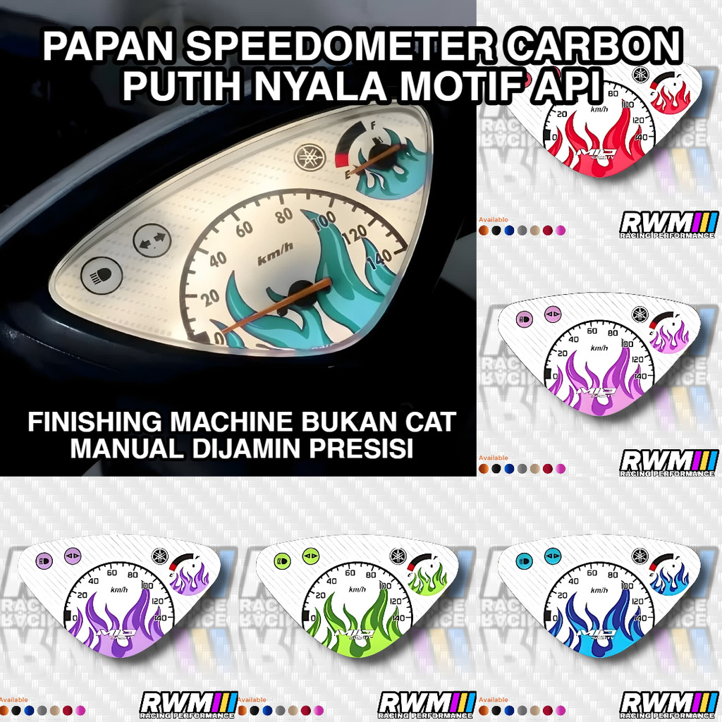 บอร์ดวัดความเร็ว แผ่นคาร์บอนขาว Kilometer Flame Motif Yamaha Mio Sporty Mio Lama Mio Old 5TL