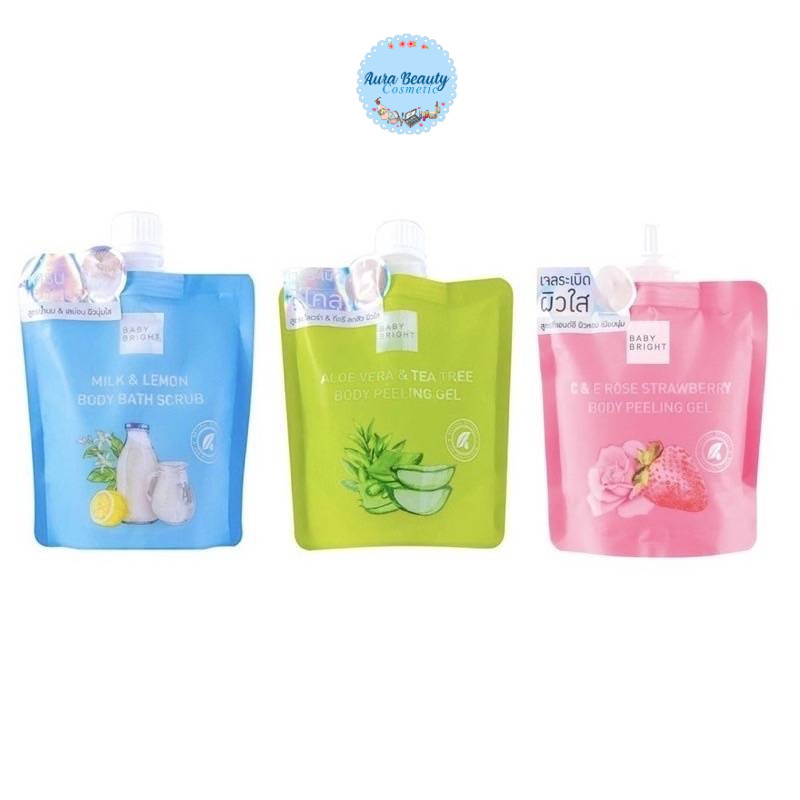 Baby Bright 250 ml. เกลือขัดผิว เจลขัดขี้ไคล 3 สูตร ว่านหาง / นม / กุหลาบ เบบี้ไบร์ท