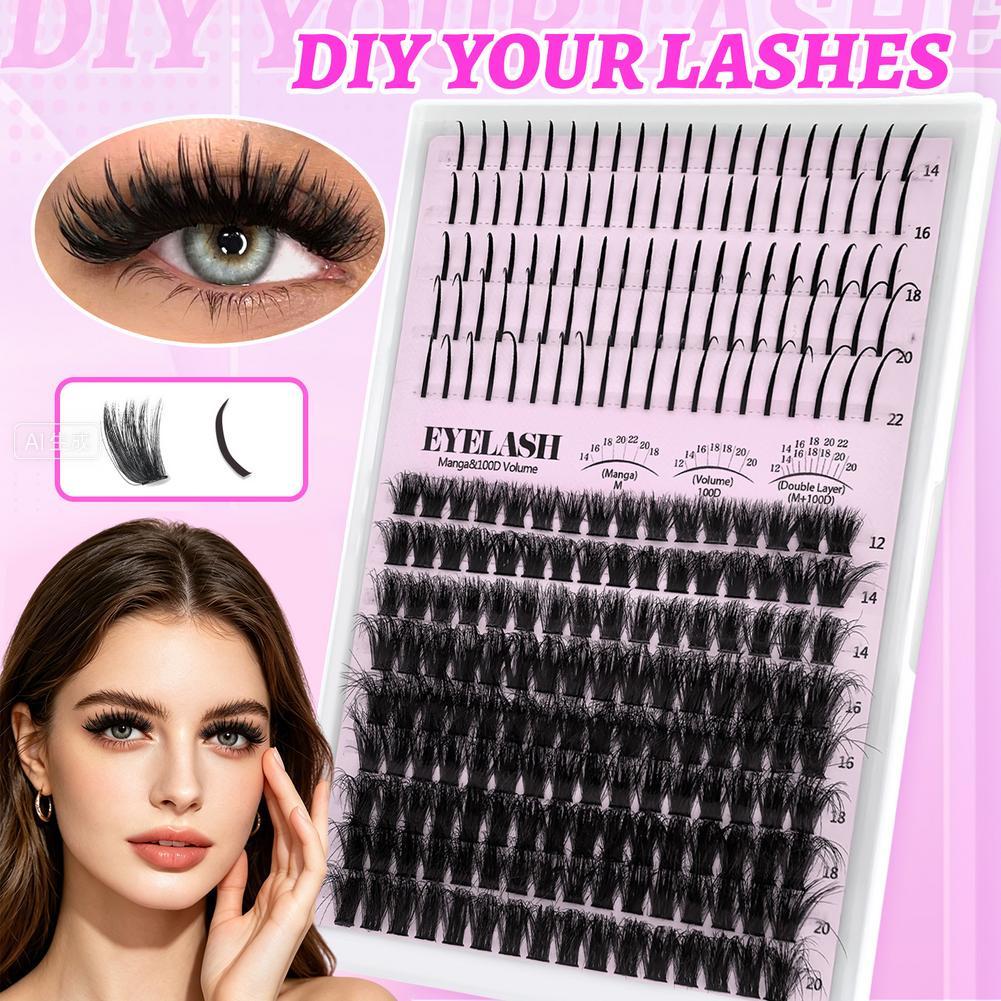 Lash Clusters พร้อม Spikes Diy Spky Eyelash Extension หนาเล่ม Spky ส่วนบุคคล Lashes ชุด S3j5
