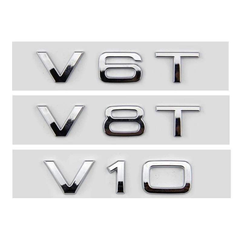 3d ABS ตัวอักษรรถ V10 V8T V6T โลโก้รถ Fender ด้านข้างป้ายสัญลักษณ์รูปลอกสําหรับ Audi A6 C7 S4 A4 B7 