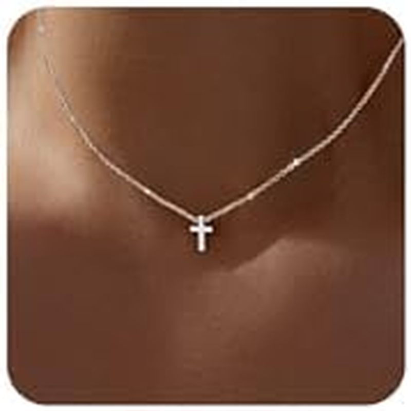 Gold Cross Necklace Gifts for Girls Kids Teens, 6-18 Year Old Girl Birthday Gift Christian Baptism R