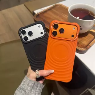 หรูหรา Magnetic Ripple Mulberry กํามะหยี่สีม่วงซิลิโคนเหลวเคสโทรศัพท์สําหรับ iPhone 17 Pro Max 16 15 14 13 กันกระแทกป้องกันปลอกชาร์จ
