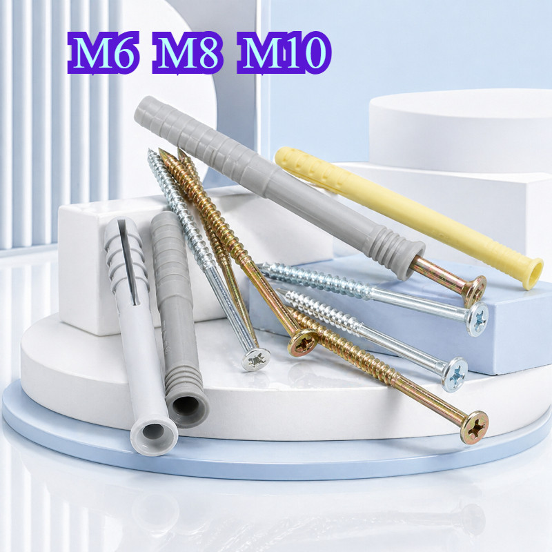 พุกตอกไนลอน พร้อมสกรู Nail In Anchor Plastic Expansion Plug M6-M10【WY1】
