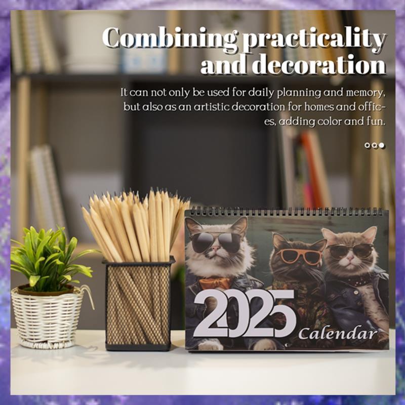[PM] Stylish Cats Calendar 2025 Wall Calendar, Funny Cat Calendar Wall Calendar Gag Funny Cat Memes 