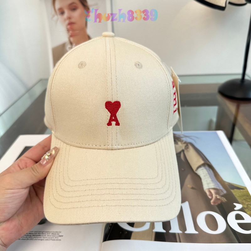 Ami ป้ายปักหมวกเบสบอลปีกโค้งหมวกด้านบนแข็งหมวกกันแดด Unisex หมวกกันแดด185386
