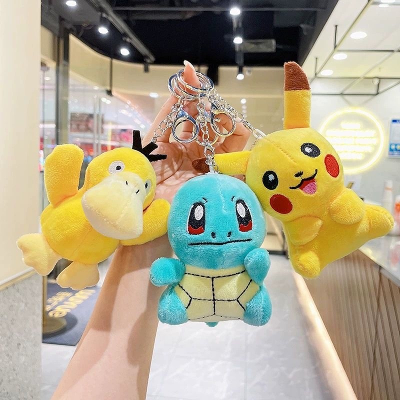 Pokemon Pikachu Squirtle Psyduck พวงกุญแจตุ๊กตาตกแต่งของขวัญสะสม