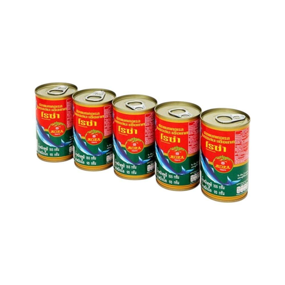 [สินค้าส่งด่วน] โรซ่าแมคเคอเรล ฝาดึง 155ก.X5 ROZA MACKEREL IN TOMATO SAUCE E/O 155 G.X5