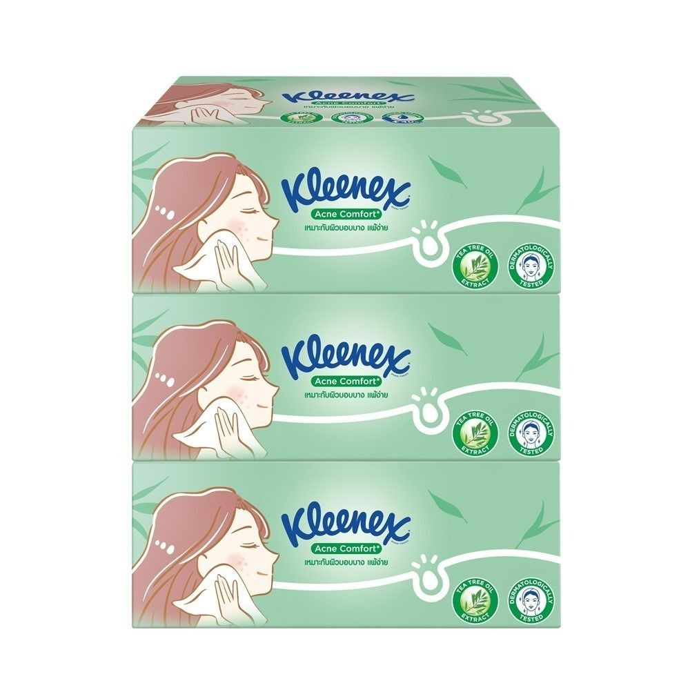 คลีเน็กซ์ แอคเน่ บ๊อกซ์ 120 แผ่น แพ็ก 3 กล่อง KLEENEX ACNE BOX 120 S. PACK 3 BOX