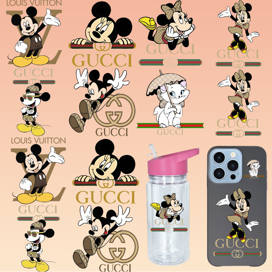 GEN763 DISNEY BRAND สติกเกอร์คริสตัลกาว UV Transfer พิมพ์ DIY เคสโทรศัพท์แล็ปท็อปป้าย