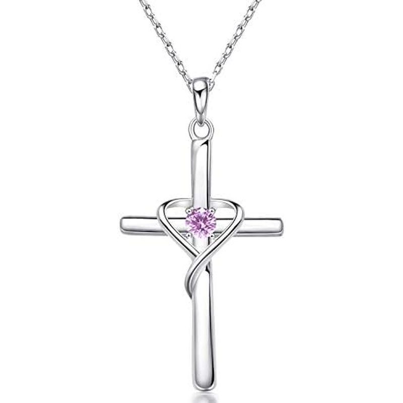 AmoreAime ผู้หญิงผู้ชาย 5A CZ สร้อยคอ Birthstone สําหรับ 14K Gold Plated Holiday สร้อยคอเงินสเตอร์ลิ