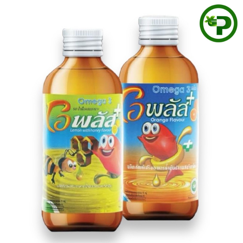 O-Plus O Plus โอพลัส โอเมก้า 3 น้ำมันปลา 120 ml รสส้ม  / รสน้ำผึ้งมะนาว