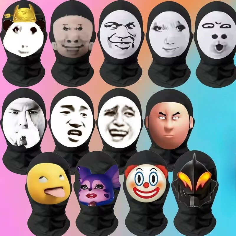 คอสเพลย์ Headwear Hip Hop แฟชั่น Hood หมวกหมวกใหม่ 3D พิมพ์ Kanye หน้ากากตาข่ายฮาโลวีน Decor Full Face Mask Unisex