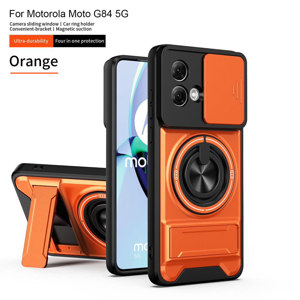 เหมาะสําหรับ Motorola G84 G54 G53 G13 G23 4G 5G แหวนขาตั้งเคสโทรศัพท์พร้อมปลอกกล้องแม่เหล็กติดรถยนต์กันกระแทกฝาครอบป้องกัน