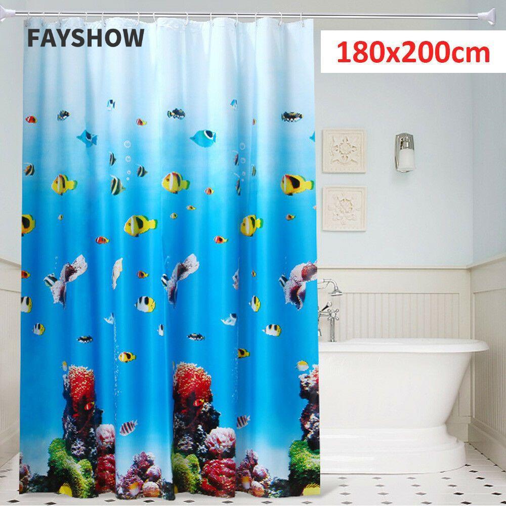 FAYSHOWTH 180cmx200cm ฉากกั้นห้องน้ํา Mouldproof Thicken ส่งตะขอห้องน้ํา