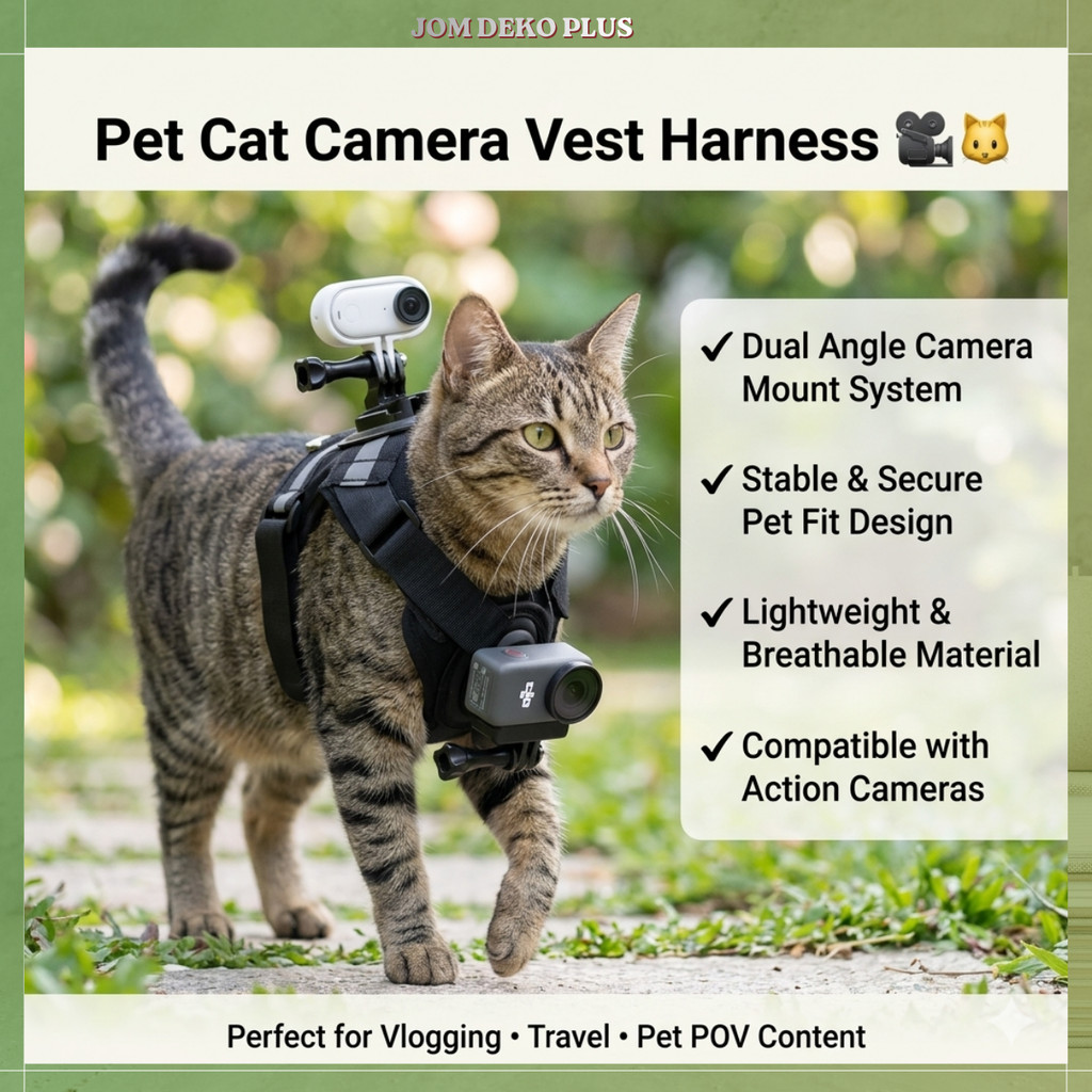 สัตว์เลี้ยงแมวเสื้อกั๊กกล้อง Mount Harness POV Insta360 GO 3 DJI Action กล้อง Dual มุมยิงสัตว์เลี้ยง Vlog หน้าอก
