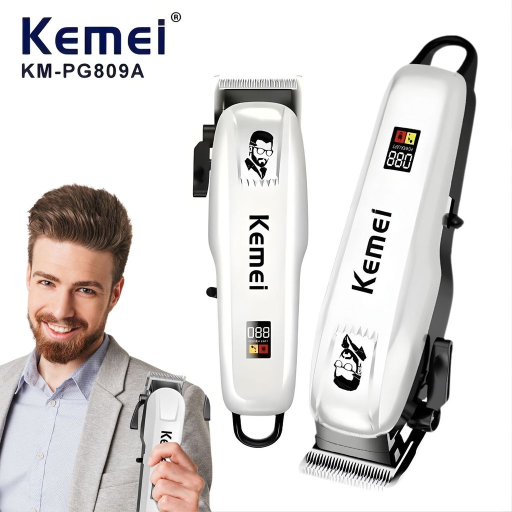 The JBK Shop 789 Sydney เครื่องตัดผม โกน หวีแปรง 4 ขนาด KEMEI KM-PG809A แบต2000MAH LCD ปัตตาเลี่ยนตั