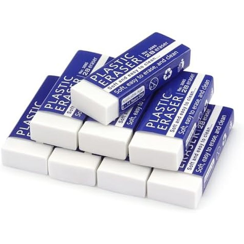 Tamaki White Erasers for Clean, Large Pencil Erasers, 8 Pack