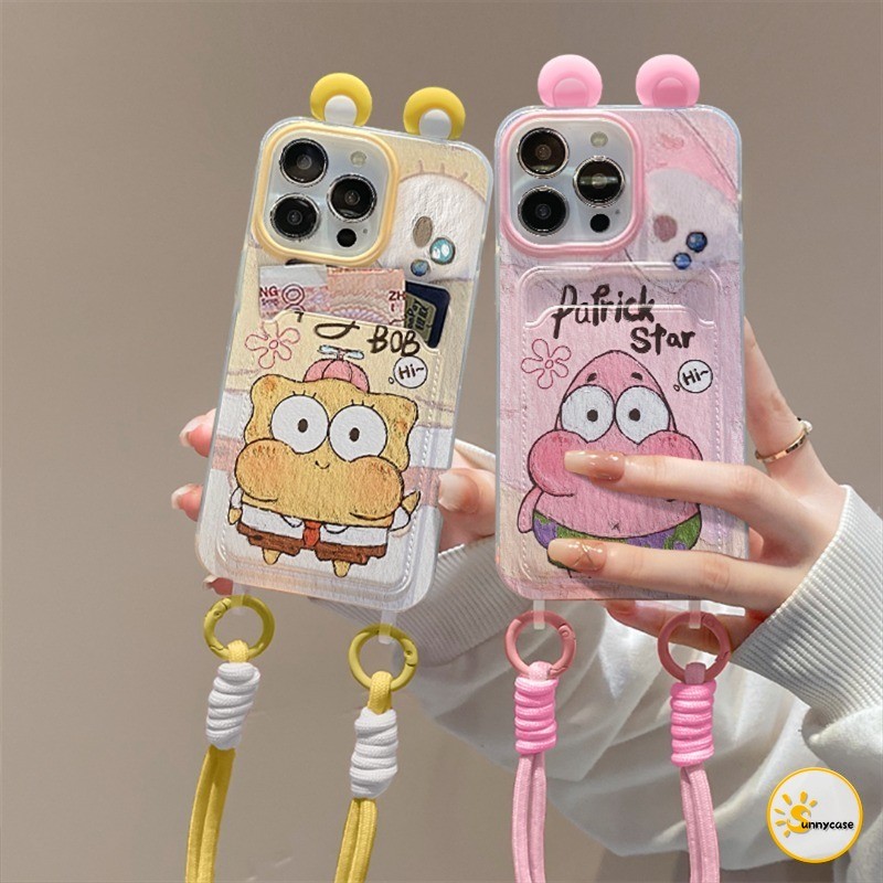 เคสไอโฟน17 สำหรับ iPhone 11 12 15 13 16 14 Pro Max 16 7 15 8 14 Plus AIR SE XR XS X Max ลายสพอนจ์บ็อบและแพทริคสไตล์คิวท์