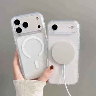 เคสใสกันกระแทก แม่เหล็กเคสสําหรับไอโฟน17 สำหรับ IPhone17 16 15 14 13 12 11 PROMAX 7P โปร่งใส เกราะกันกระแทก สำหรับไอโฟน