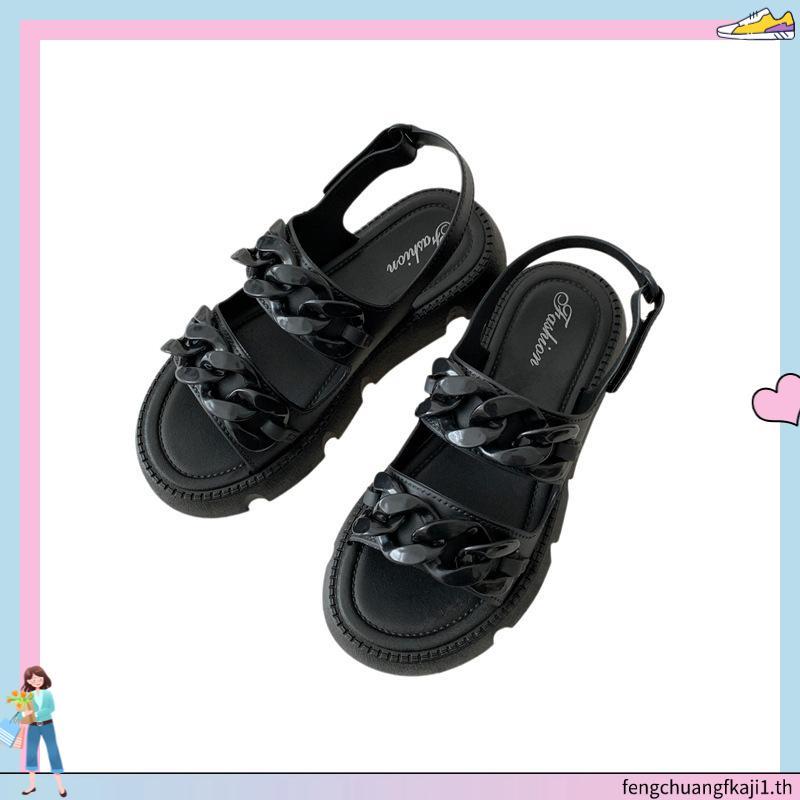 ใหม่ล่าสุดรองเท้าแตะผู้หญิง Jelly Rubber Sandals Chain Pattern Soft Back Strap สบาย Anti Slip HILOS 