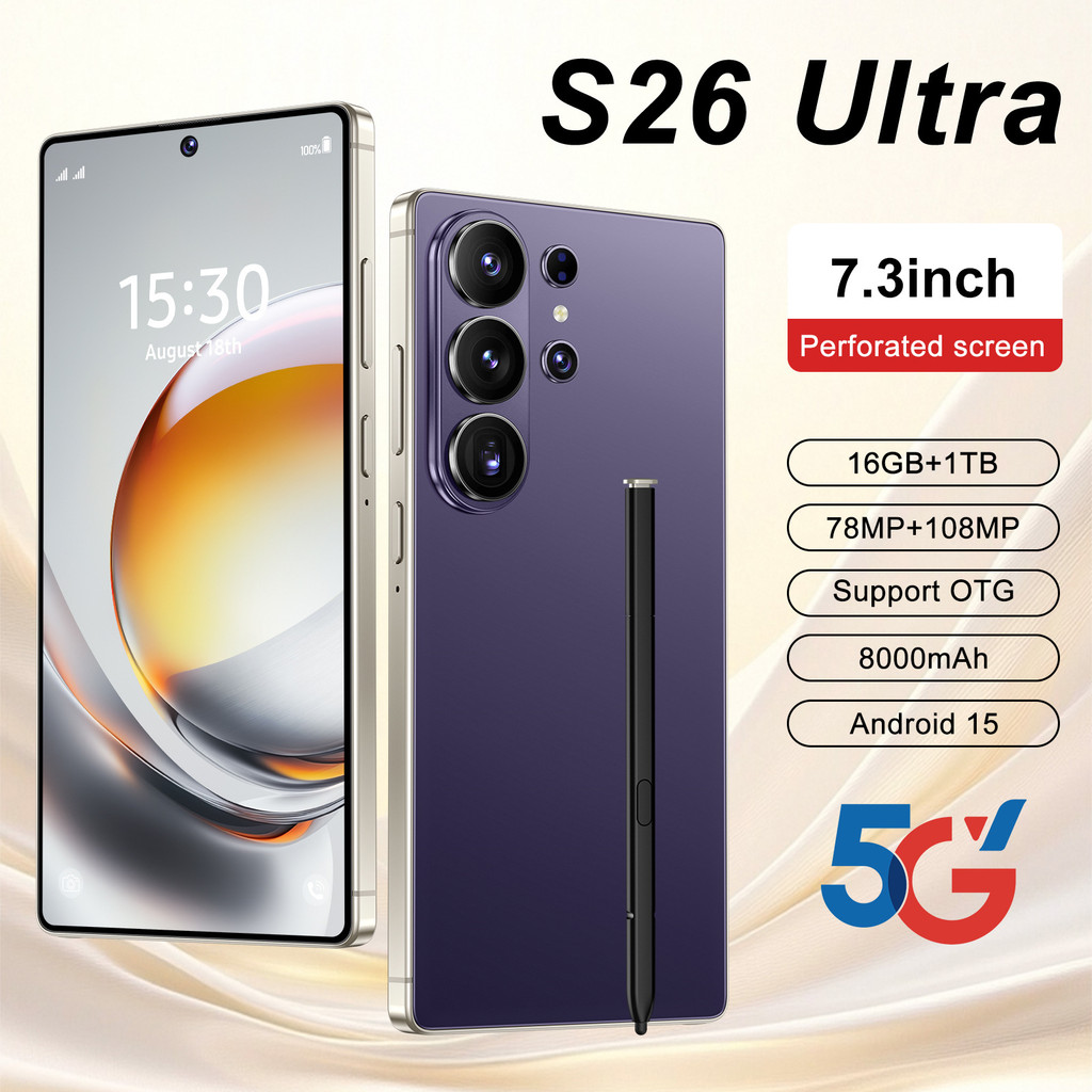 2026 โทรศัพท์มือถือใหม่เอี่ยม S26 Ultra โทรศัพท์มือถือ 12+512GB สต็อกพร้อม⭐⭐0506  2.5  5