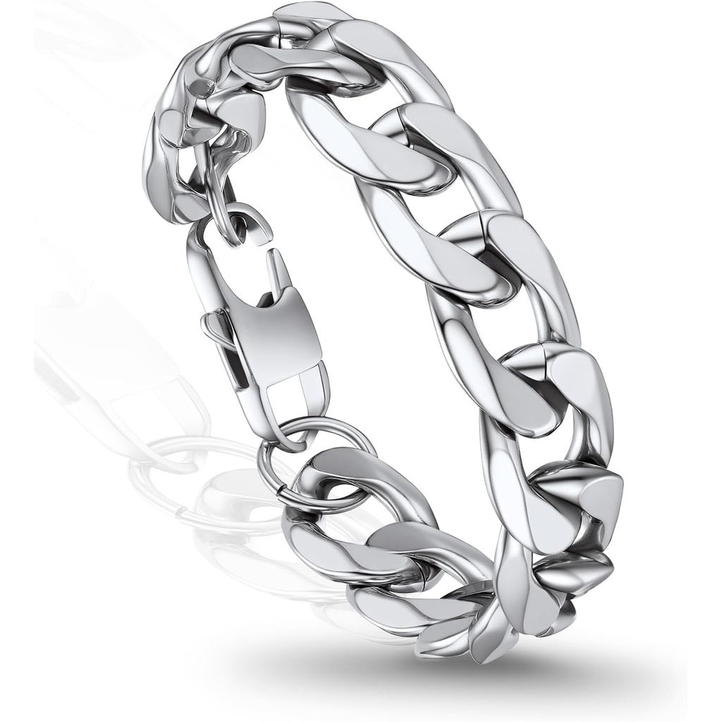 PROSTEELFigaroBraceletForMenWomen,MensGoldBraceletStainlessSteel//GoldPlatedFigaroChainBracelets,W:6