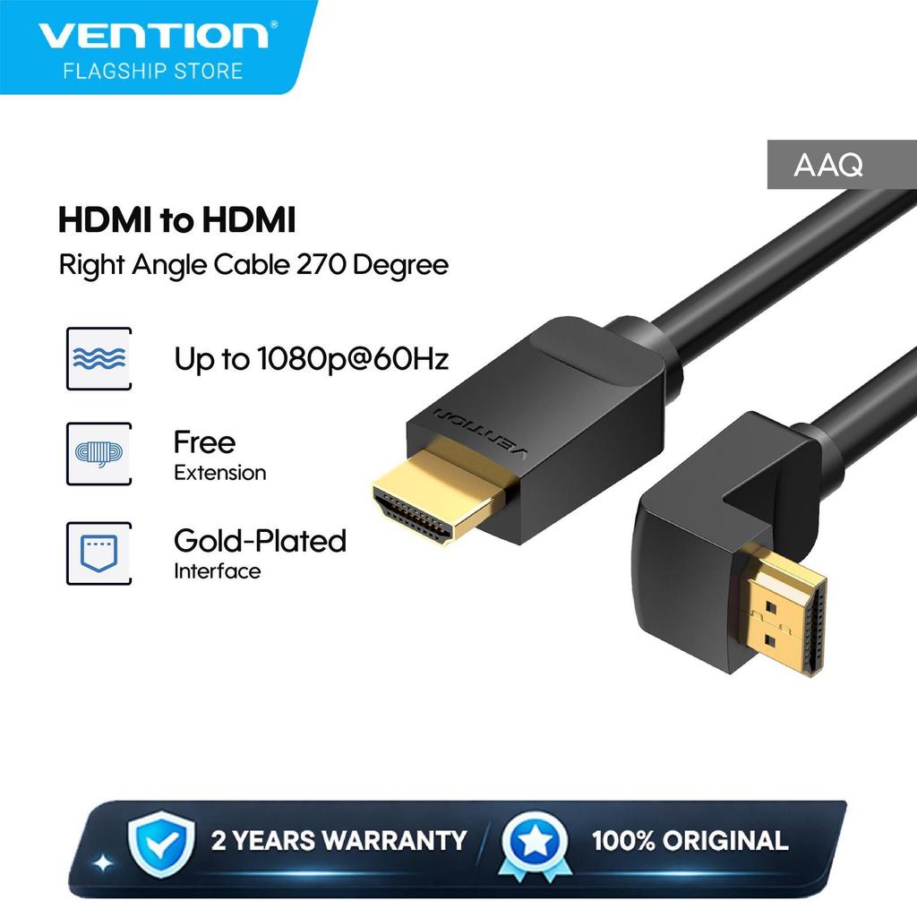 Vention สาย HDMI 2.0 มุมขวา 270 องศา 4K 60Hz 3D ความเร็วสูง - AAQ