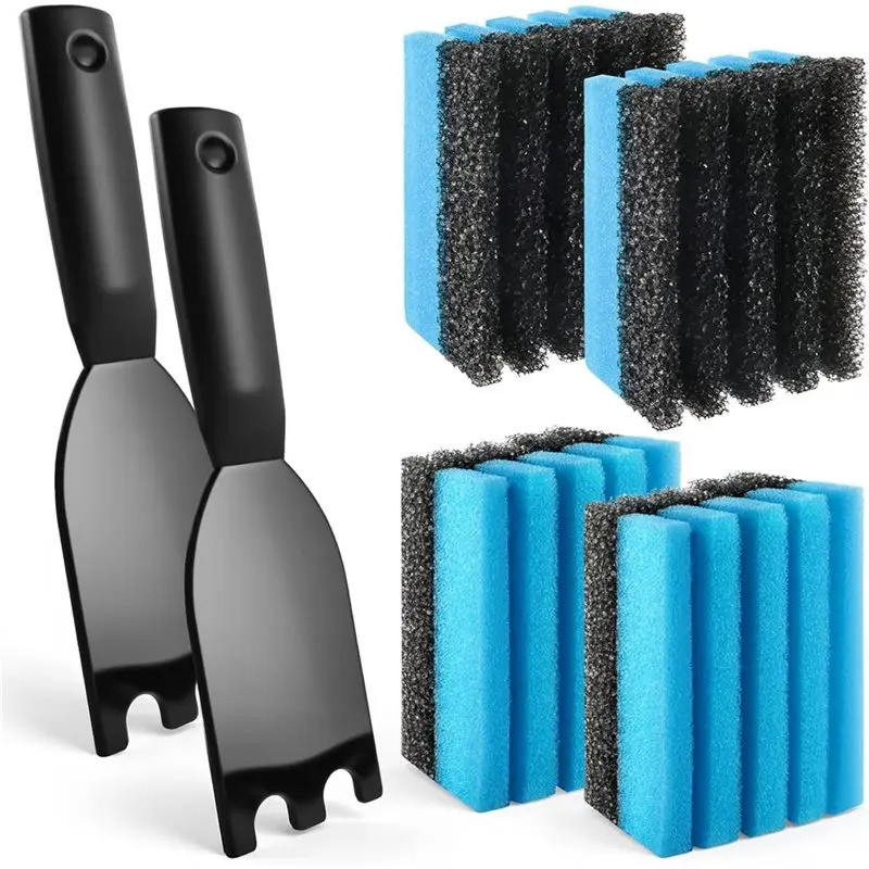 4Pack ฟองน้ําทําความสะอาด 12207 และ 2 ชิ้น Grill Scraper สําหรับ George Foreman Grill, สําหรับย่างร่
