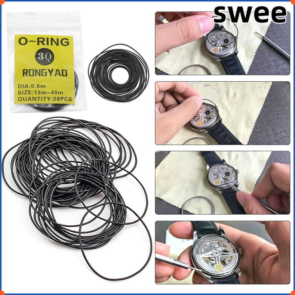 SWEE 1Pack ปะเก็นนาฬิกา,ซ่อมเครื่องมือกันน้ํายาง O-Ring, 0.5/0.6/0.7/0.8 มม.ยาง O-Ring ปะเก็นสําหรับ