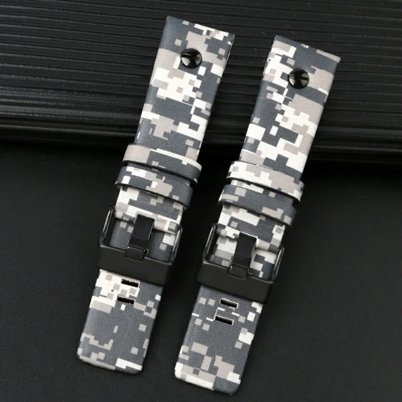 Cowhide  for diesel DZ7311 DZ7311 DZ4318 Black Knight 7395 camouflage men's cowhide watch strap 24m3