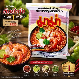 [ยกลัง] MAMA บะหมี่กึ่งสำเร็จรูป รสต้มยำกุ้ง และรสต้มยำกุ้งน้ำข้น 30 ซอง เส้นมาม่า เหนียวนุ่ม รสชาติจัดจ้าน เข้าถึงต้มยำ