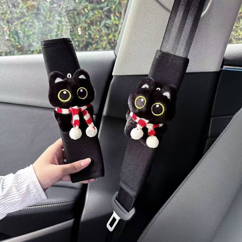 New Car Safety Belt Black Cat Shoulder Sleeve Car Decoration Four Seasons Universal Shoulder Sleeve 