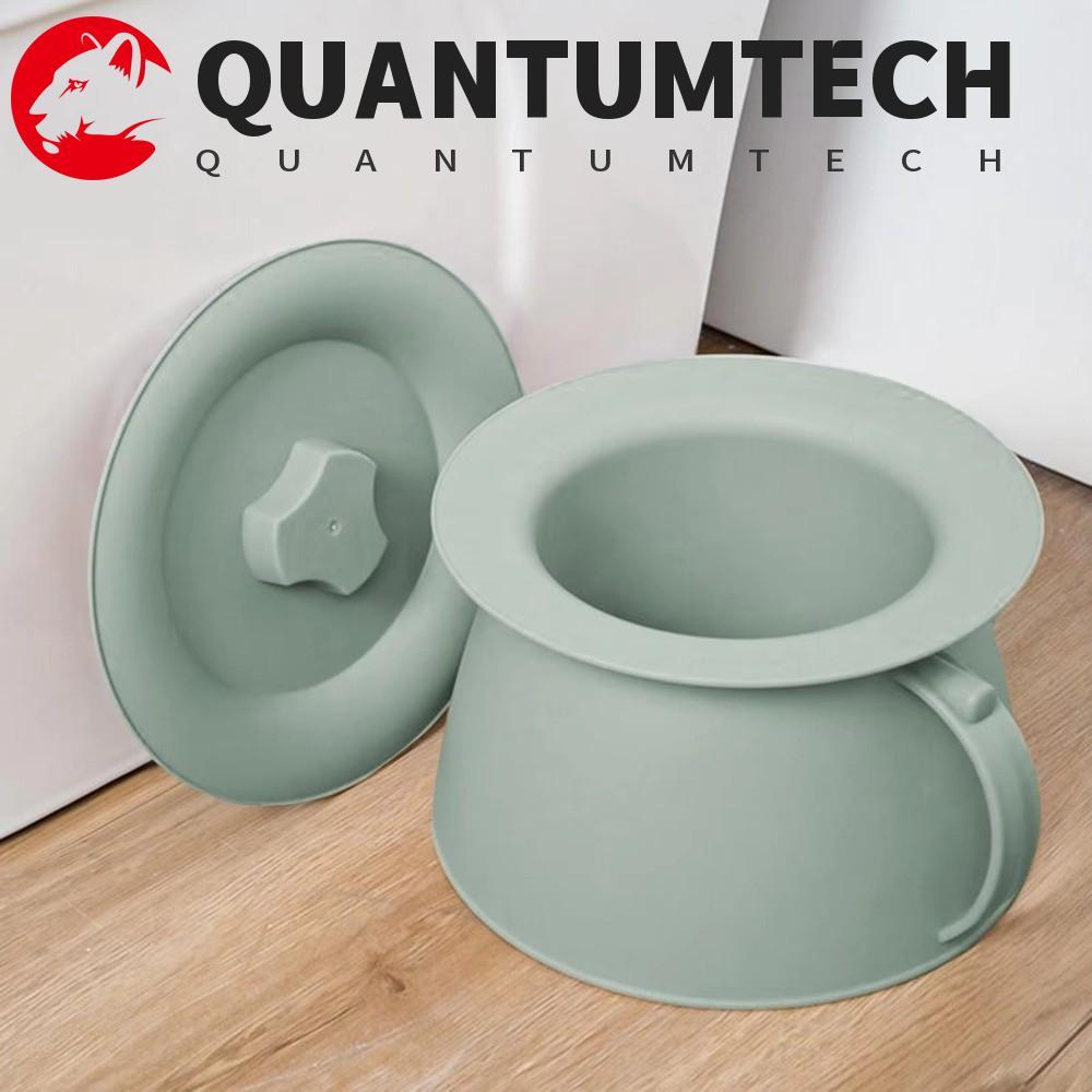 QUANTUMTECH Chamber Pot, ปากแตรหนา 1.5 ลิตร, ทนทานพร้อมฝาปิดพลาสติกพร้อมที่จับโถปัสสาวะแบบพกพาสําหรับเด็กผู้สูงอายุ