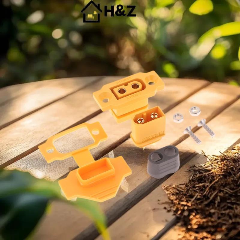 H & Z 1 ชุดสีเหลืองหญิงปลั๊กฝาครอบ XT60E-F Connector แบบพกพาสายไฟสําหรับ RC FPV มอเตอร์ ESC อุปกรณ์เ